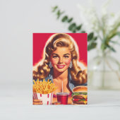 Retro Fast Food Pin-up Briefkaart (Staand voorkant)