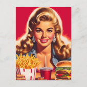 Retro Fast Food Pin-up Briefkaart (Voorkant)