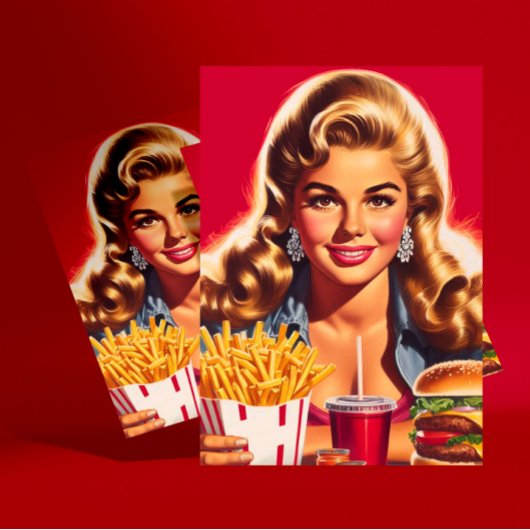 Retro Fast Food Pin-up Briefkaart