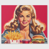 Retro Fast Food Pin-up Cadeaupapier (Vlak)