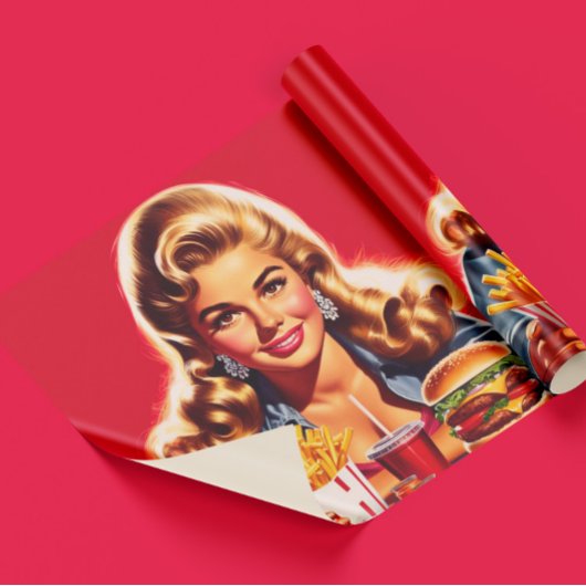 Retro Fast Food Pin-up Cadeaupapier