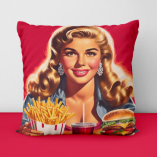 Retro Fast Food Pin-up Kussen