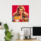 Retro Fast Food Pin-up Poster (Thuiskantoor)
