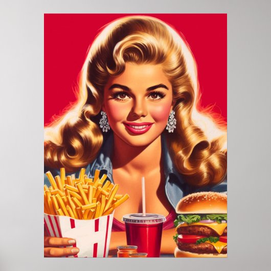Retro Fast Food Pin-up Poster (Voorkant)