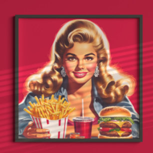 Retro Fast Food Pin-up Poster