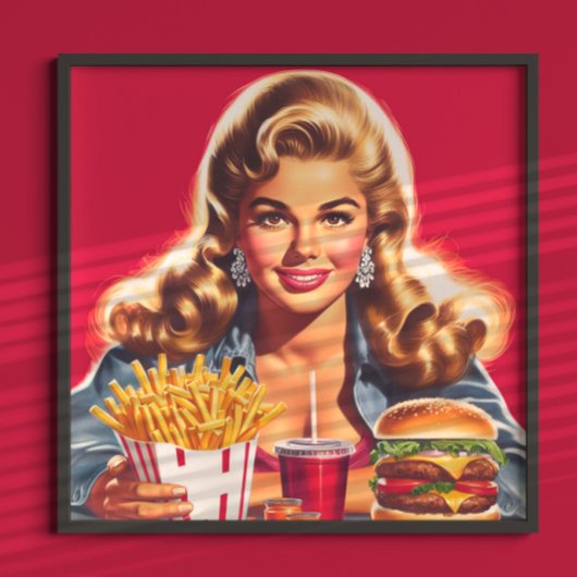Retro Fast Food Pin-up Poster
