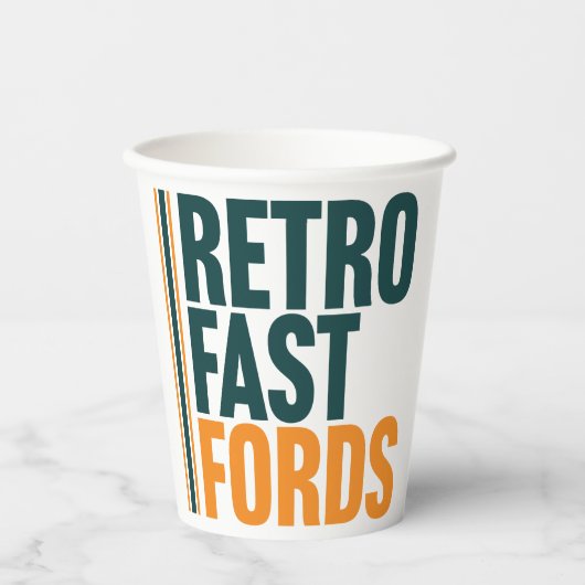 Retro Fast Fords Wegwerp Event Cups Papieren Bekers (Voorkant)
