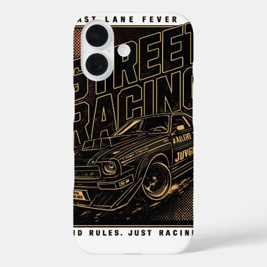 Retro Fast Lane Koorts Sportwagen Kunst Case-Mate iPhone Case (Achterkant)