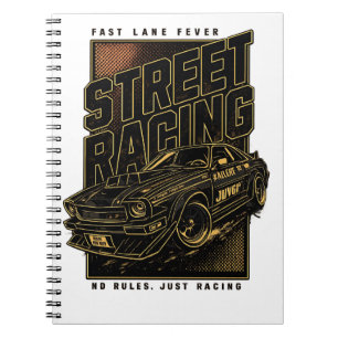 Retro Fast Lane Koorts Sportwagen Kunst Notitieboek