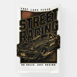 Retro Fast Lane Koorts Sportwagen Kunst Spandoek