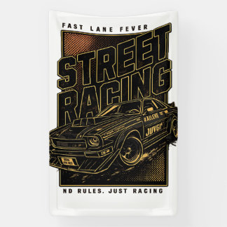 Retro Fast Lane Koorts Sportwagen Kunst Spandoek
