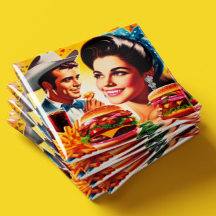 Retro Fastfood Koppel Magneet