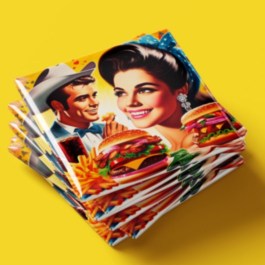 Retro Fastfood Koppel Magneet