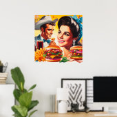 Retro Fastfood Koppel Poster (Thuiskantoor)