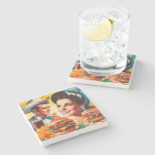 Retro Fastfood Koppel Stenen Onderzetter (Zijkant)