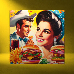 Retro Fastfood Koppel Tegeltje