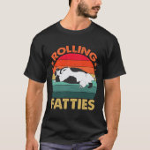 Retro Fat Kitten T-shirt Funny Cat Rolling Fatties (Voorkant)