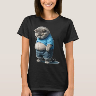Retro Fat Kitten T-shirt Funny Cat Rolling Fatties