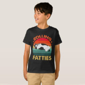 Retro Fat Kitten T-shirt Funny Cat Rolling Fatties (Voorkant volledig)