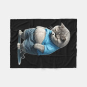 Retro Fat Kitten T-shirt Funny Cat Rolling Fatties Fleece Deken (Voorkant (Horizontaal))