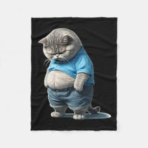 Retro Fat Kitten T-shirt Funny Cat Rolling Fatties Fleece Deken