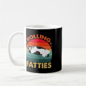 Retro Fat Kitten T-shirt Funny Cat Rolling Fatties Koffiemok (Links)