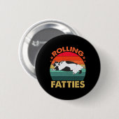 Retro Fat Kitten T-shirt Funny Cat Rolling Fatties Ronde Button 5,7 Cm (Voorkant /achterkant)