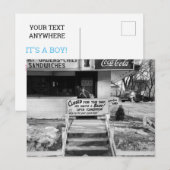 RETRO FATHER BABY ANNOUNCEMENT  FOTOGRAPH AANKONDIGINGSKAART (Voorkant / Achterkant)