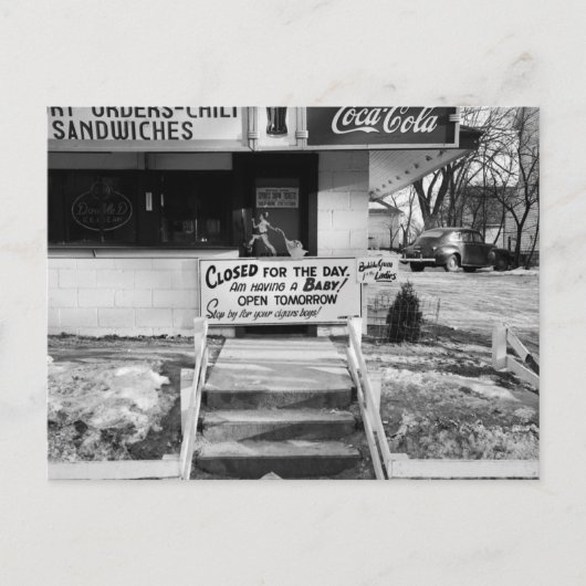 RETRO FATHER BABY ANNOUNCEMENT  FOTOGRAPH AANKONDIGINGSKAART (Voorkant)