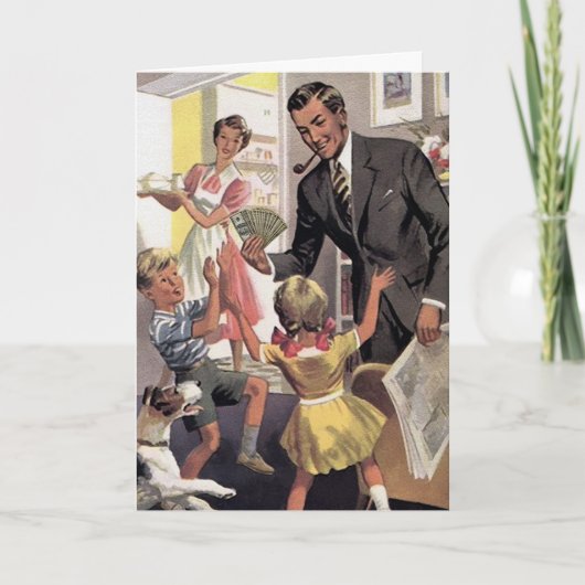 Retro Fathers Day Card Feestdagen Kaart (Voorkant)