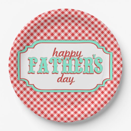 Retro Fathers Day Paper-Borden Papieren Bordje (Voorkant)