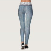 Retro Faux Blue Jeans Denim White Lace Leggings (Achterkant)