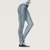  Retro Faux Blue Jeans Denim White Lace Leggings (Rechts)