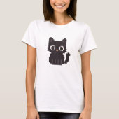 Retro faux cross-stitch pixel art Zwart Kat T-shirt (Voorkant)