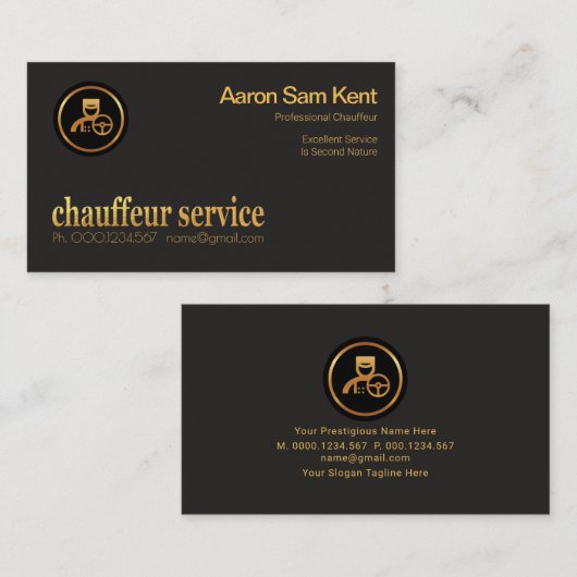 Retro Faux Gold Chauffeur Service Signage Visitekaartje (Voorkant / Achterkant)