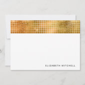 Retro Faux Gold Disco Ball Mirror | Monogram Notitiekaartje (Voorkant)
