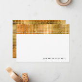 Retro Faux Gold Disco Ball Mirror | Monogram Notitiekaartje (Voorkant / Achterkant in situ)