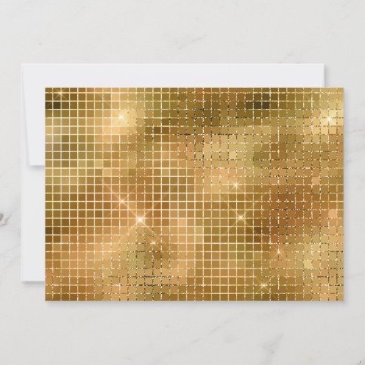 Retro Faux Gold Disco Ball Mirror | Monogram Notitiekaartje (Achterkant)