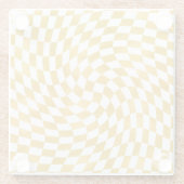 Retro Faux Gold Foil Checker Warped Checkerboard Glazen Onderzetter (Achterkant)