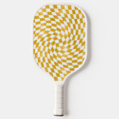 Retro Faux Gold Foil Checker Warped Checkerboard Pickleball Paddle (Achterkant)