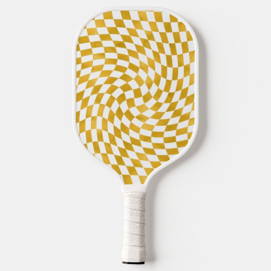 Retro Faux Gold Foil Checker Warped Checkerboard Pickleball Paddle (Achterkant)