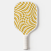 Retro Faux Gold Foil Checker Warped Checkerboard Pickleball Paddle (Voorkant)