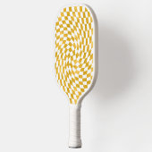 Retro Faux Gold Foil Checker Warped Checkerboard Pickleball Paddle (Links)