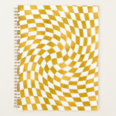 Retro Faux Gold Foil Checker Warped Checkerboard Planner (Voorkant)