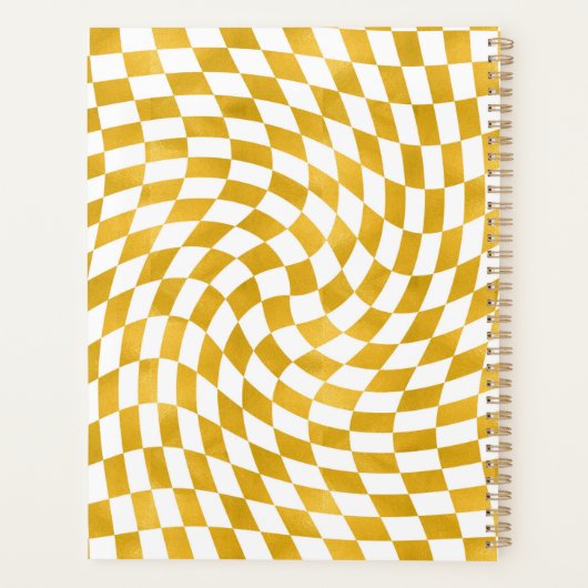 Retro Faux Gold Foil Checker Warped Checkerboard Planner (Achterkant)