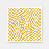 Retro Faux Gold Foil Checker Warped Checkerboard Servet (Voorkant)