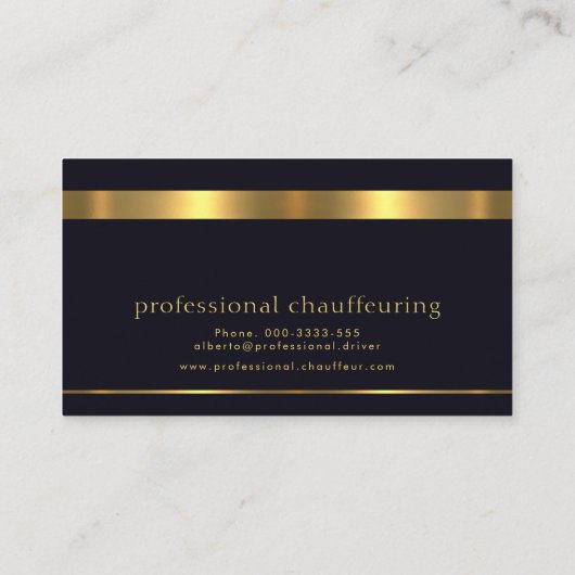 Retro Faux Gold Stripe minimalist Chauffeur Visitekaartje (Achterkant)
