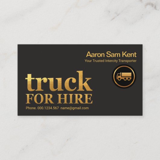 Retro Faux Gold Truck Signage Transport Visitekaartje (Voorkant)