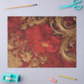 Retro faux gold Victoriaans ornament bordeauxbloem Tissuepapier (Craft)