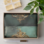 Retro faux gouden klokken turquoise achtergrond tissuepapier (Geschenk)